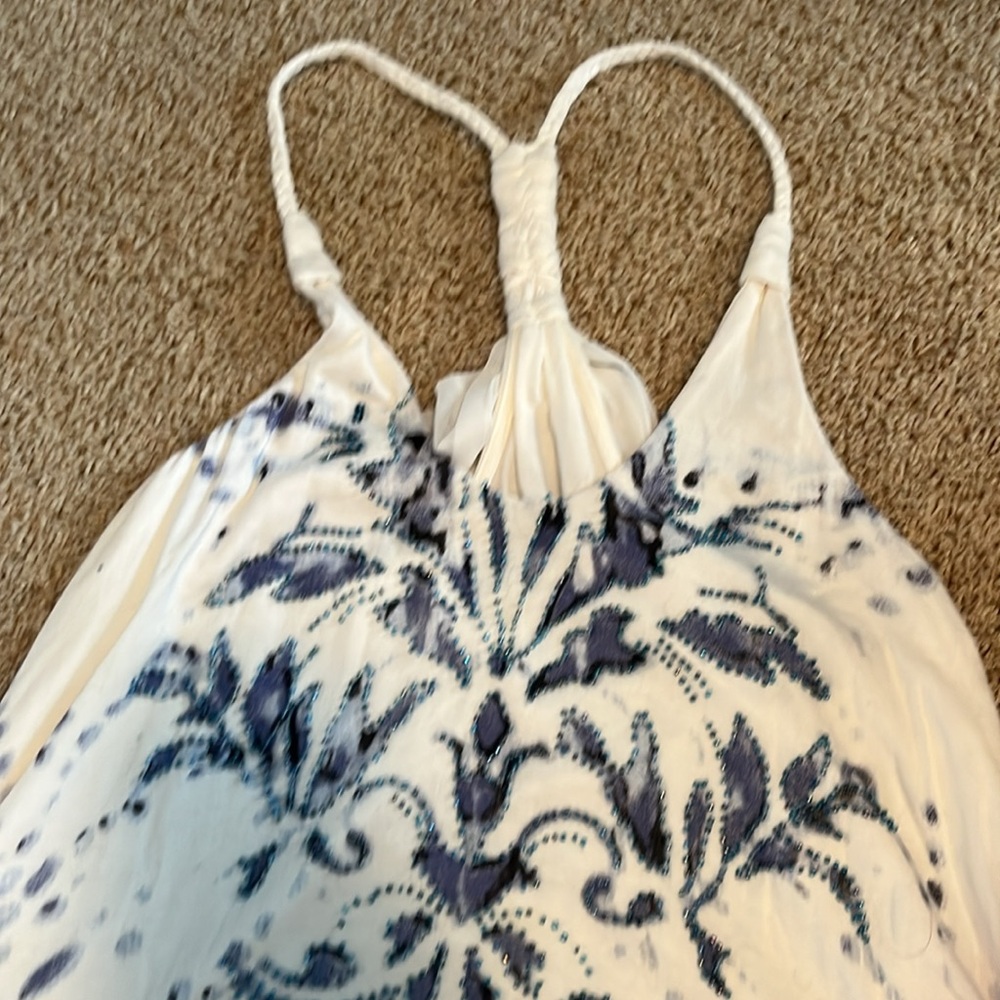 Miss Me  Blue and White Sleeveless Top